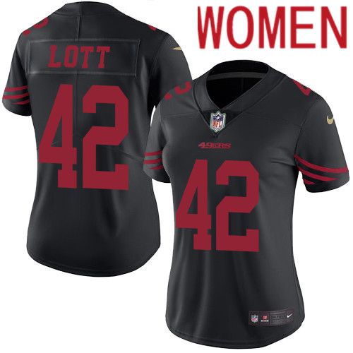 Women San Francisco 49ers #42 Ronnie Lott Nike Black Vapor Limited NFL Jersey